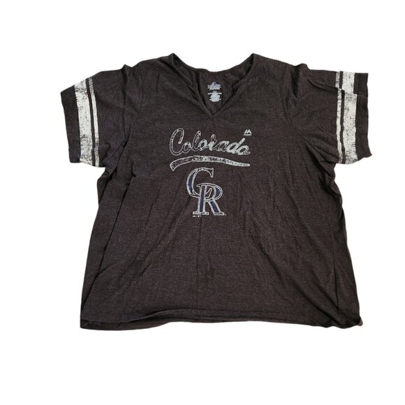Colorado Rockies Jersey Womens 4X Black Genuine Merchandise Majestic - Picture 1 of 8